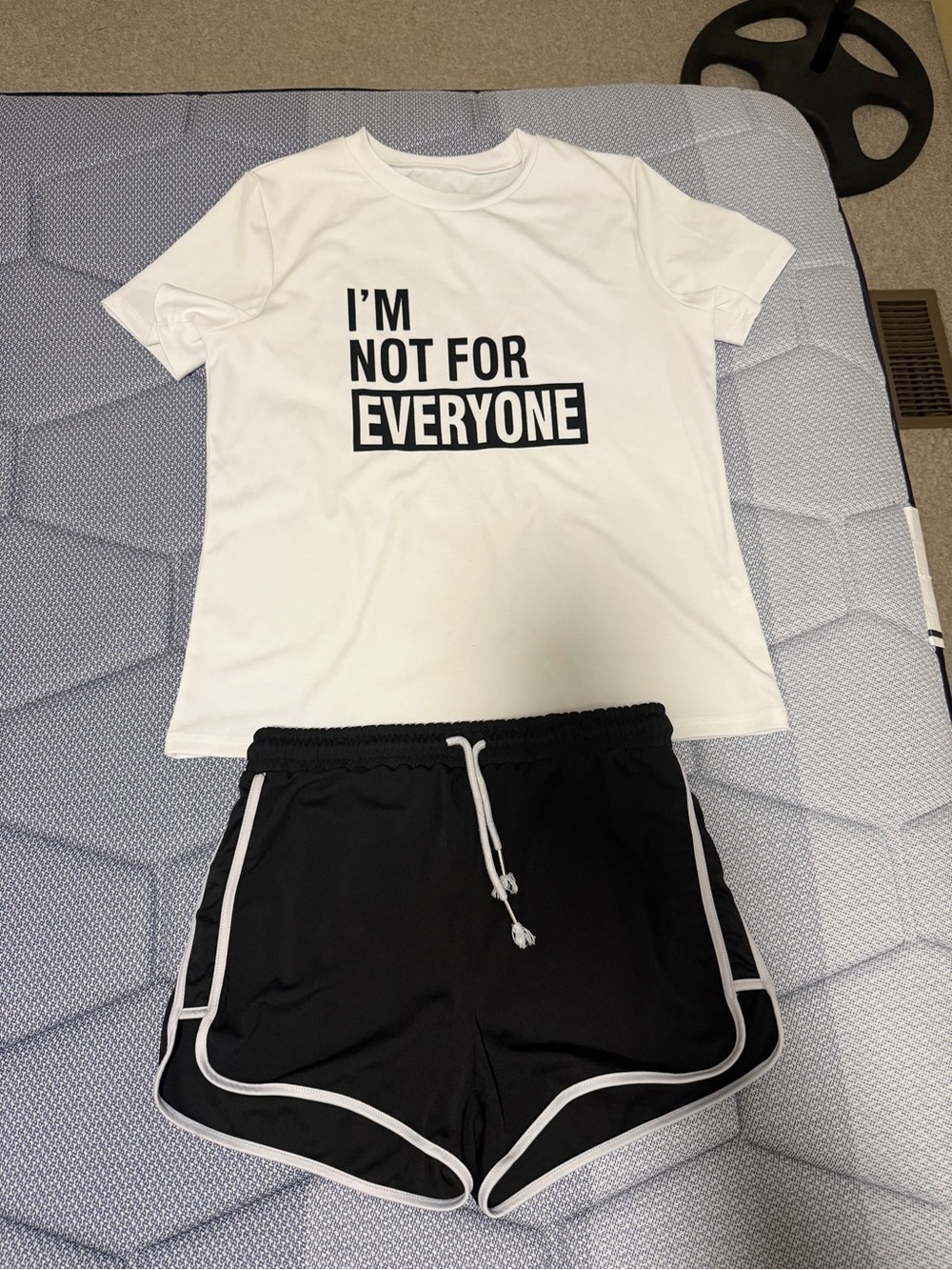 Black Shorts with White Trim & Matching Top Set